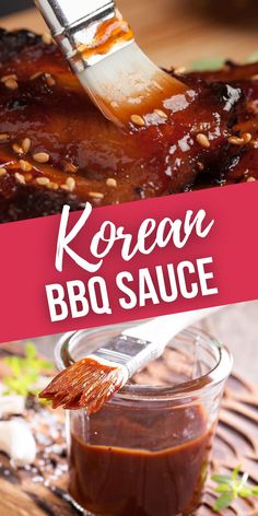 korean bbq sauce in a jar with the words korean bbq sauce on it