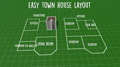 Bloxburg House Easy To Build, Bloxburg Town Home Layout, Boo Burg Town Layout, Simple Bloxburg House Ideas Layout, Sims 4 Houses Layout Base Game, Bloxburg Town Small Plot Layout, Spooky Bloxburg House, Minecraft Layout Town, Town House Layout Bloxburg