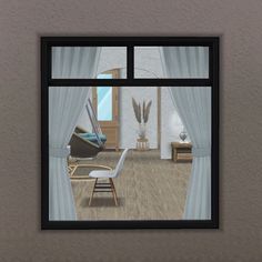 an image of a bedroom through a window