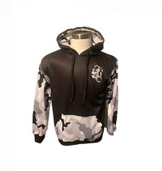 Black and white winter camo sublimation hoodie. It is 100% polyester, so it will not shrink. The hoodie has black drawstrings. youth xsmall: 17.5" sleeve length. youth small: 18.5" sleeve length. Winter Camouflage, Sublimation Hoodie, Winter Camo, Hoodie Hat, Camouflage Hoodie, Winter White, Camouflage, Camo, Adult Outfits