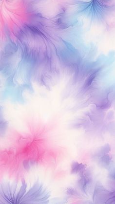 an abstract painting with pink, blue and purple colors in the background that looks like feathers