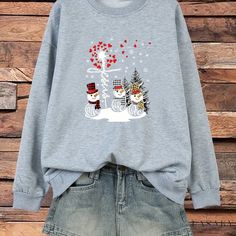 Lasaky - Womens Plus Size Christmas Snowman Print Sweatshirt - Casual Long Sleeve Round Neck Sweater for the Holiday Season Plus Size Christmas, Round Neck Sweater, Round Neck Sweaters, Print Sweatshirt, Christmas Snowman, Casual Sweatshirt, Printed Sweatshirts, Neck Sweater, The Holiday