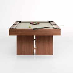 the pool table is made out of wood