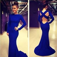 Royal Blue Mermaid Prom Dress, Long Dress With Long Sleeves, Royal Blue Evening Gown, Blue Prom Gown, Backless Prom Dress, Blue Mermaid Prom Dress, Backless Long Dress, Prom Dresses Long Mermaid