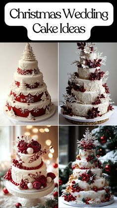 christmas wedding cake ideas with red and white decorations