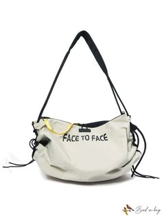 BirdinBag - Stylish Waterproof Womens Canvas Shoulder Crossbody Bag for Fashionable Travel Functional White Shoulder Bag For Shopping, Oversized Pattern, Canvas Crossbody Bag, Word Wrap, Travel Companion, Nylon Bag, Bag Bag, Square Bag, Travel Style