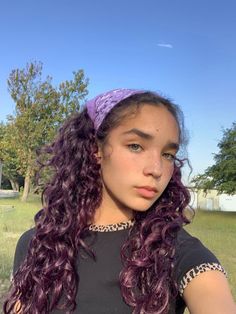 rainbow sherbet aesthetic Curly Hair Dark Purple, Plum Purple Curly Hair, Dyed Curly Hair Ideas Colour Purple, Light Purple Curly Hair, Lilac Curly Hair, Purple Curly Hair Highlights, Curly Hair Color Ideas Purple, Dark Purple Hair Curly, Sherbet Aesthetic