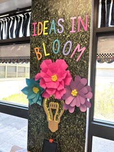 there is a sign that says ideas in bloom