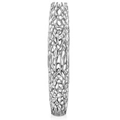 an intricately designed silver vase on a white background with the word love written in cursive writing