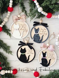 christmas ornaments with cats and sayings on them