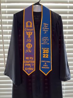 READ ME: Premium custom/premium dual graduation stole includes one 72" stole with graduates name, major/degree, class, school, and up to 4 organizations with graphics and up to four colors. Customer may include additional information (bible verses, graphics, honor societies, and etc.) upon request.  If you already have a mock-design or sketch of your stole, please send me a message first.  If you don't see what you are looking for, please send me a message first. If you are unsure about pricing, turnaround time, or services provided, please send me a message first. Overall send me a message first I will be more than delighted to assist you! If you like (or dislike) your service, leave a review/recommendation. if you would like to iron your stole please iron on the back or use a barrier she Stole Graduation Ideas, Custom Stoles For Graduation, Customizable Graduation Stole For School, Cheap Multicolor Graduation Stole, Master's Graduation, Affordable Customizable Graduation Stole, Multicolor Embroidered Graduation Stole, Grad Stoles, Custom Graduation Stole