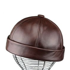 This item is for one cap. Men Unisex Skullcap Sailor Cap Hat Beanie Leather Rolled Cuff Retro Brimless Hat Material: leather Size: L 55-57cm/21.6-22.4inches, XL 58-61cm/22.8-24 inches Color: black, brown SKU: 904-B992/JYY Old Man Hat, Brown Leather Hat, Month Gemstones, Sailor Cap, Brimless Hat, Round Hat, Sailor Hat, Leather Roll, Man Hat