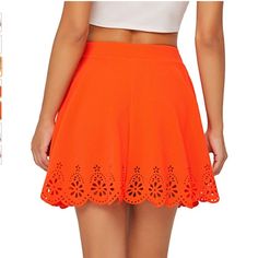 Shein Women's Basic Solid Flared Mini Skater Skirt, Large, Orange Nwot Waist-15" Length-18" #2 Nude Socks, Minimalist Fashion Casual, Mini Skater Skirt, Textured Skirt, Orange Skirt, Womens Basic, Cute Skirts, Edgy Fashion, Work Casual