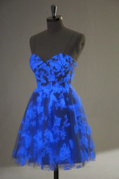 Amzcw Cute Blue A Line Glow In The Dark Homecoming Dress with Butterflies Pattern Winter Ball Dresses Short Light Blue, Sky Blue Hoco Dress, Dark Blue Hoco Dresses, Glow In The Dark Homecoming, Dark Homecoming Dresses, Neon Homecoming, Glow In The Dark Dress, Light Blue Homecoming Dresses, Hoco Court