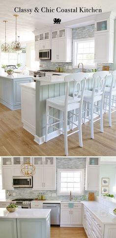 the kitchen is clean and ready to be used as a dining room or living room