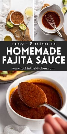 homemade fajita sauce in a white bowl