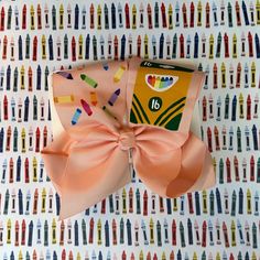 Hand painted crayon inspired bow. Perfect for back to school  Jumbo 8" hair bow with alligator clip Lafayette La, Barrettes, Hair Bow, Alligator, Crayon, Hair Bows, Back To School, Hair Accessories, Hand Painted