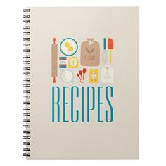 a spiral notebook with the words recipes on it