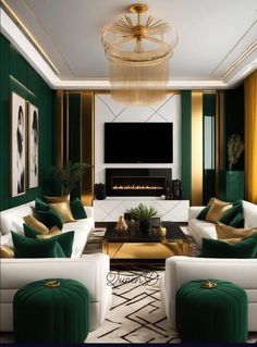 a living room filled with furniture and a flat screen tv mounted on the wall above a fire place