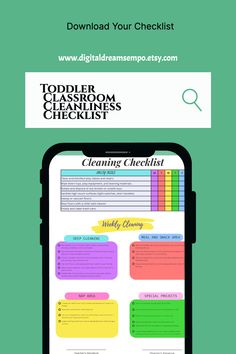 Keeping a toddler classroom clean is a constant battle. Say goodbye to messes and hello to a sparkling learning environment with our customizable Canva template! This Teacher's Cleaning Routine is printable, editable, and ready to be your classroom's best friend. Clean Classroom, Learning Environments