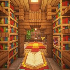 a room filled with lots of books on top of wooden shelves