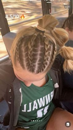 Tournament Hairstyles, College Girl Hairstyles, Lax Hairstyles, Cherry Red Highlights, Lax Hair, Meet Hairstyles