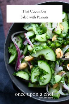 cucumber salad with peanuts in a bowl