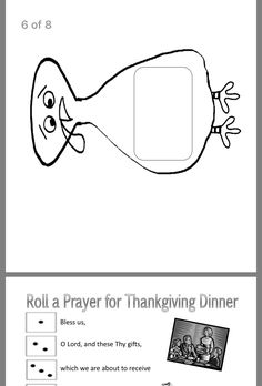 an image of a thanksgiving turkey with the words roll a prayer for thanksgiving dinner