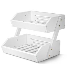 two white wooden trays stacked on top of each other