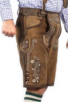 PRICES MAY VARY. 100% Leather Made in the USA or Imported Button closure Dry Clean Only TRADITIONAL LEDERHOSEN DESIGN: These authentic lederhosen for men come in the ORIGINAL design by LEDERHOSEN STORE, GERMANY with gorgeous embroidery and are extremely comfortable to wear. PREMIUM QUALITY LEATHER: These traditional Mens German pants are made from 100% genuine cowhide suede, a superior quality material guaranteed to withstand the test of time. ULTRA-COMFORTABLE: This men’s clothing comes with an Lederhosen Outfit, This Man, Original Designs, The Originals, Leather, How To Wear, Clothes