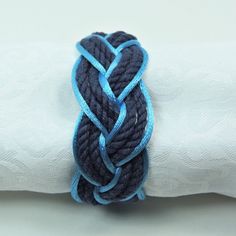 Nautical Knot Sailor Knot Napkin Rings, Navy Outlined in Turquoise Satin, Set of 4 - Limited Edition! handmade at Mystic Knotwork French Knot Hairstyle, Sailor Knot, Manila Rope, Nautical Rugs, Nautical Table, Nautical Knots, Sailor Knots, Satin Set, Rope Knots