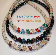 bead crochet rope pattern for bracelets and necklaces with flower beads