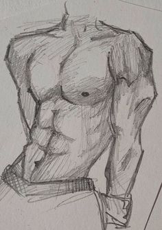 a pencil drawing of a man's torso