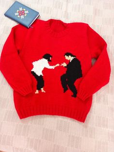 This listing is for a handmade  "Pulp Fiction" movie inspired sweater.  It is crafted of high quality wool 49% , acrylic 51% blend. Chest Measurements for women Size S - 34- 36" Size M - 36-38" Size L - 39-40" Size XL- 41-42" Size XXL- 43-44" If you want it oversize, please, state this in personification section. We will add 3" for oversize fitting. For men, choose one size bigger. For custom orders the processing time is 3-4 weeks. Please, feel free to ask any questions as for the custom orders Red Wool Knit Sweater, Red Acrylic Crew Neck Sweater, Wool Crew Neck Knitted Sweater, Wool Crew Neck Sweater With Knitting Details, Handmade Knit Sweater With Crew Neck, Red Hand Knitted Crew Neck Sweater, Red Hand-knitted Sweater, Red Hand Knitted Sweater, Measurements For Women