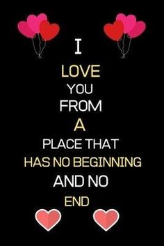 i love you from a place that has no beginning and no end with red hearts floating in the air