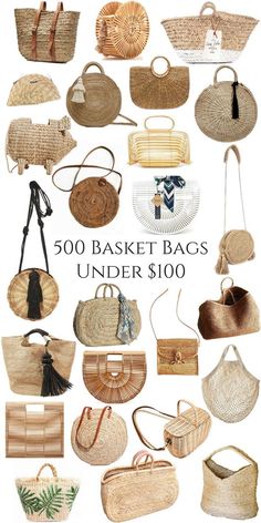 500 Basket Bags Under $100 | Woven Seagrass Bamboo Rattan Wicker Handbags Purses Summer Inexpensive Basket Bags, شال كروشيه, Sac Diy, Pinterest Wedding, Bamboo Bag, Wicker Bags, Unique Purses, Rattan Bag, Straw Bags