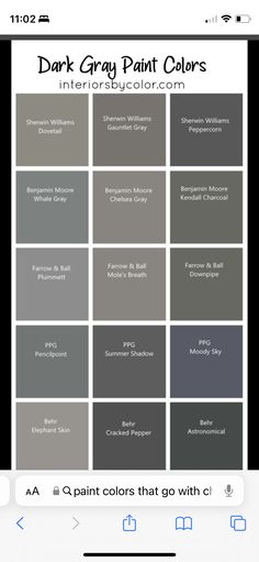 the dark gray paint colors on an iphone