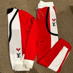 This Was Limited! Only Worn Once (: Another Impulsive Purchase That’s Taking Up Closet Space! 100% Authentic And Feels So Soft On Red Love Heart, Red Love, Closet Space, Red White, Red And White, Louis Vuitton, Wool, Red, Closet