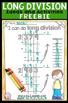 the long division worksheet for students to help with their numbers and place value