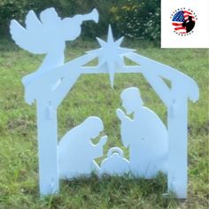 a nativity scene with the birth of jesus and baby jesus in a manger