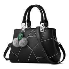 Affordable Black Handbag Purse With Fur Ball In Faux Leather. Accessory for sale online shopping boutique. For ladies, feminine chic women and sexy teen. For night club, party, formal evening, rehearsal dinner and valentines day #accessory #handbagsandpurses #handbags #purses #wallet #walletsforwomen #purseshopping #handbagsonlineshopping #fashiontrends #eveningbags #partyideas #onlineshopping #onlineshop #onlineboutique #black Zapatillas Veja, Modern Clutch, Basket Veja, Medium Handbags, Printed Handbags, Handbags Casual, Bhutan, Women Bags Fashion, Casual Tote