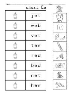 worksheet for short i with pictures and words to help students learn how to read