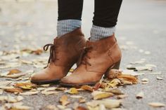 colorfulkeys: boots + socks love Boots And Socks, Low Cut Ankle Boots, Cute Boots, Boot Socks, On The Ground, Crazy Shoes, Shoe Obsession, Fall Winter Outfits, Beautiful Shoes