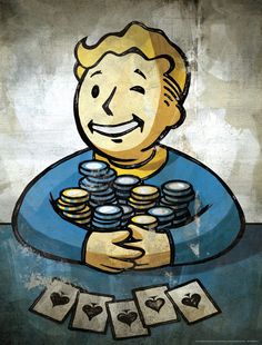 a painting of a smiling man holding stacks of cards and playing with hearts on them