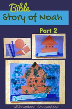 the bible story of noah part 2 is shown in three different pictures, including an image of