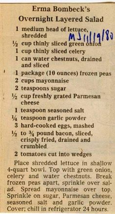 an old recipe is shown with instructions for how to make it