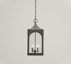 three light hanging lantern with metal frame