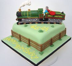 a birthday cake made to look like a train