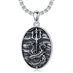 PRICES MAY VARY. 🤍DESGIN🤍 The trident medal pendant shows the weapons of Neptune and Poseidon in ancient Greek mythology, guarding the peace of the sea and the safety of sailors. this Poseidon jewelry idea is from Ancient Greek. 🤍MATERIAL🤍 Poseidon trident amulet pendant is made of 100% 925 sterling silver, which is nickel-free, lead-free and cadmium-free, 2.5 mm 22+2 in long rolo chain is stainless steel. It is hypoallergenic, so you're no need to worry it will turn green or black to your b Poseidon Jewelry, Poseidon Necklace, Greek Jewelry Ancient, Ancient Pendant, Trident Pendant, Trident Necklace, St Michael Necklace, Poseidon Trident, Turquoise Cross Necklace