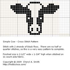 a cross stitch pattern with an image of a cow's head in black and white